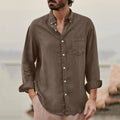 Clothes Supplier Custom Print Embroidered Button Down Collar Men Solid White Blank Vintage Cotton Linen Dress Shirt for Men