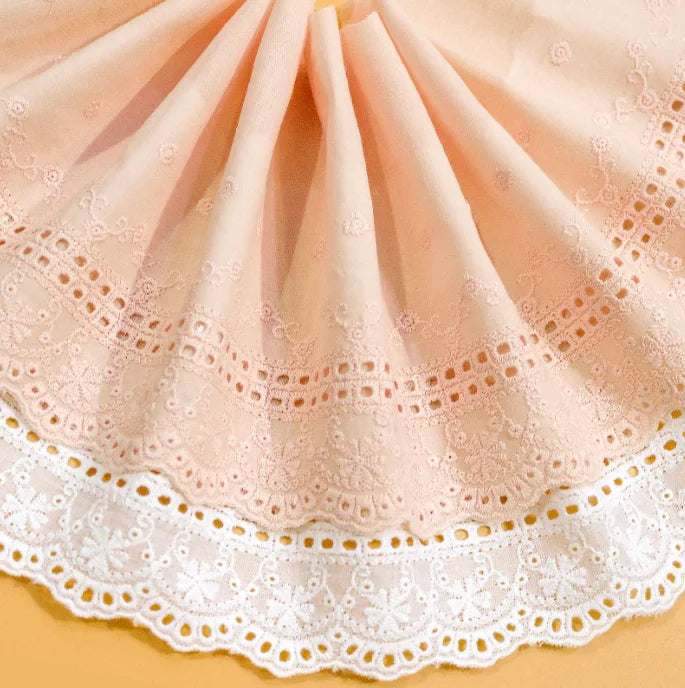 2025 Fashion Cheap White Bridal Cotton Lace Trim Border Trimming Lace Embroidery Designs