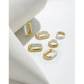 Unique Design Jewelry S925 Sterling Silver 18K Gold Plated Gold & Silver Two-tone U Huggie Hoop Earrings for Women