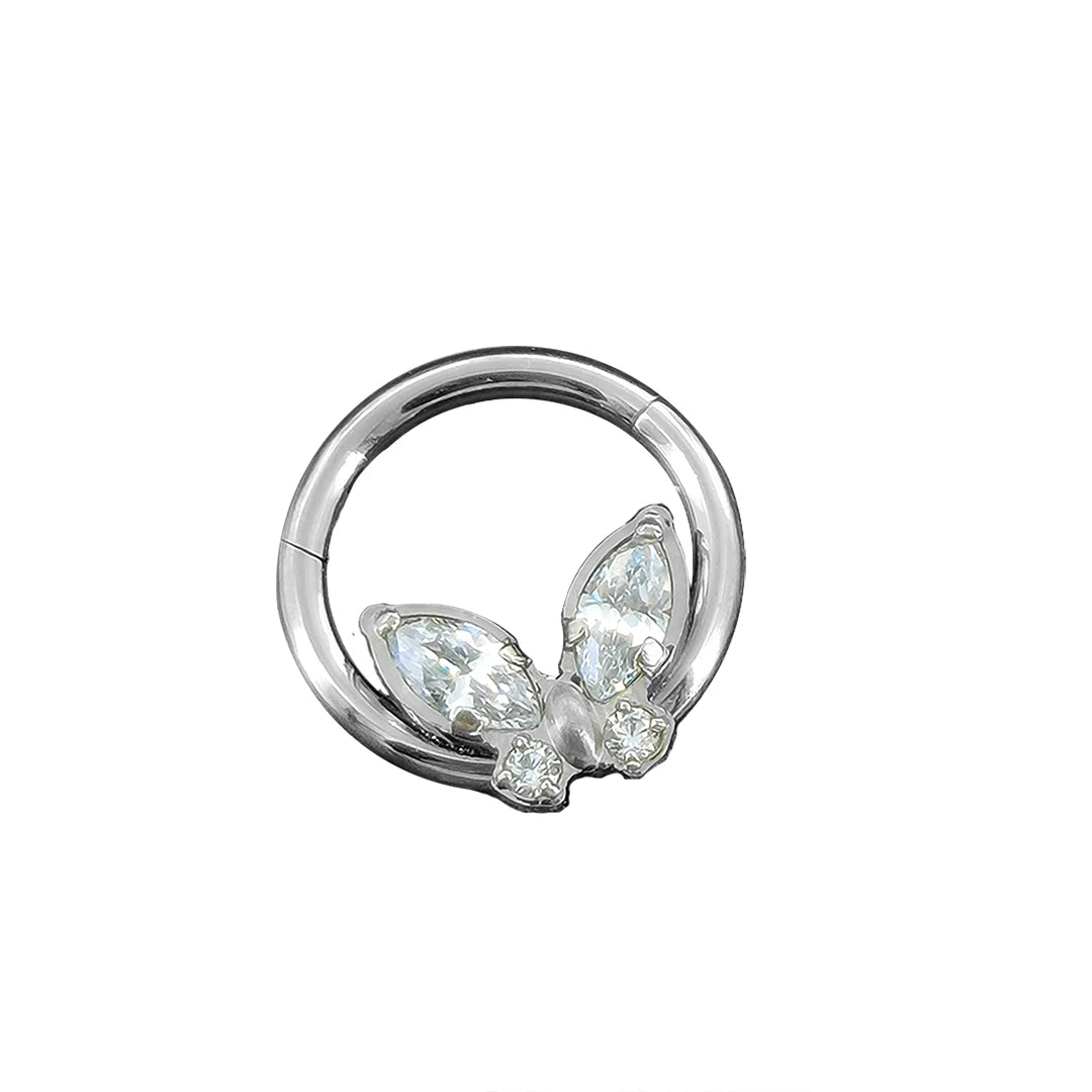 Stock ASTM F136 Titanium Cute Butterfly Earings Septum Nose Lip Clicker Calendo Brilliant CZ Body Piercing Children's Weddings