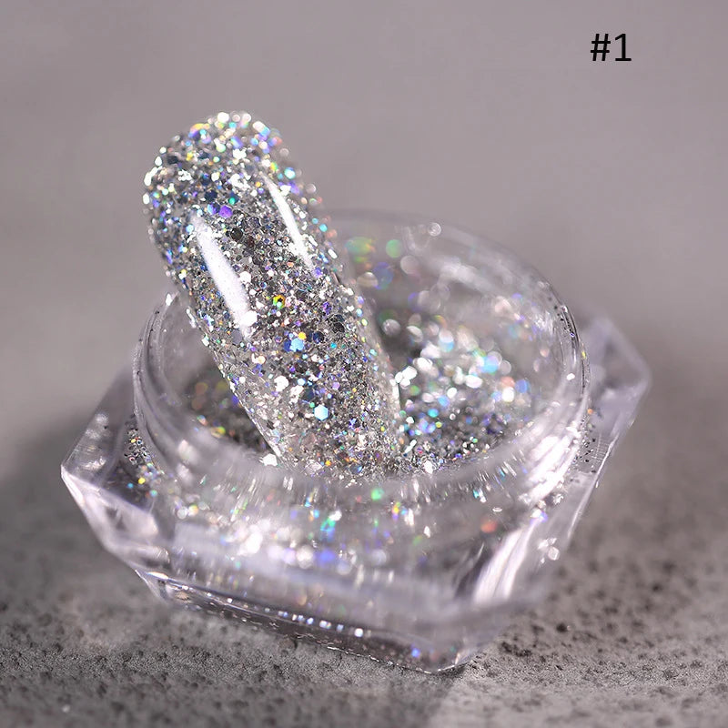 Iridescent Mixed Hexagon Nail Glitter Sequins Flakes Nail Art Powder Gel Polish Manicure Accessories