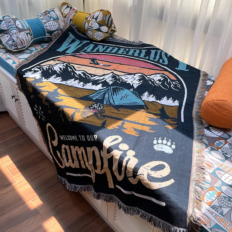 Modern Design Indoor Furniture Luxury Home Decor Couch Blanket Customizable Woven Picnic Mat Soft Comfortable Tapestry Tassel