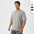 Men's Loose Design Poly Cotton Blending Summer Short Sleeve T-shirts with Custom Logo Breathable and Stretchy O-neck T-shirt