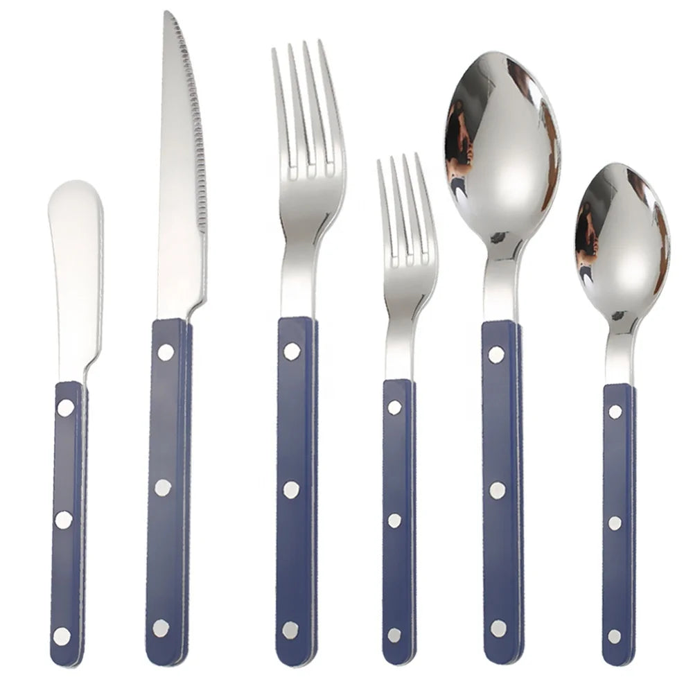 Blue pink Green Marble Acrylic Handle Restaurant Stainless Steel Cutlery Set