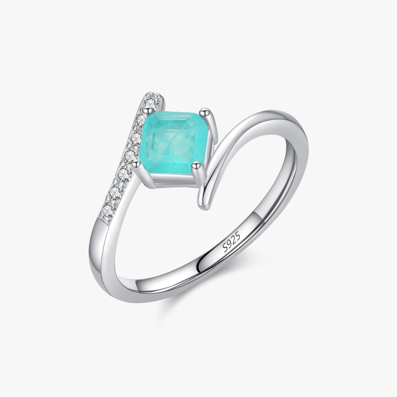 925 Sterling Silver Engagement Anniversary Fine Jewelry High-Class Synthesis Paraiba Tourmaline Finger Rings for Women
