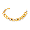 Fashion Personality Casual Style Jewelry Geometric Hollow square Plate Splicing Design Sense Titanium Steel Gold-plated Bracelet