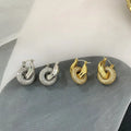 Hot Sale Hyperbole Chunky U Shape Huggie Earrings 18K Gold Plated Stainless Steel Iced Out Double Loop Hoop Earrings