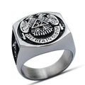 ZZR035 America Stylish Fashionable Mens Cool Black Enamel Bikers Stainless Steel Jewellery Freemason Masonic Rings