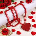 Fashion Boho Valentines Gift 8mm Shiny Crystal Glass Knotted Necklace Rhinestone Heart Pendant Necklace Sweater Chain