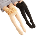 Women's Fleece Lined Thermal Pantyhose Skin Tone High Waist Open Toe Design for Winter Warmth Footless Design Leggings