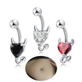 Body Jewelry Bullhorn Monster Heart Zircon Hypoallergenic Stainless Steel Piercing Belly Rings for Women