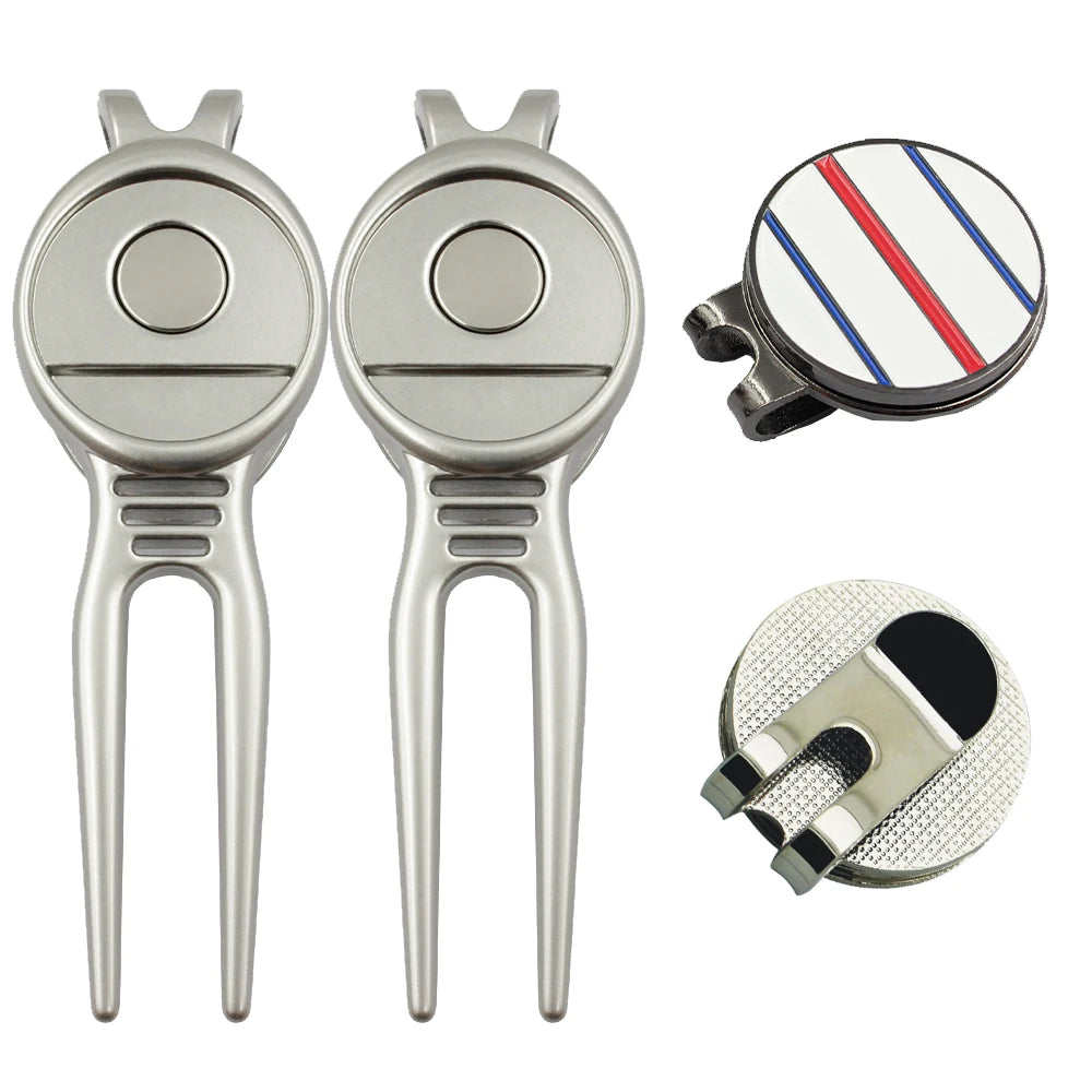 Manufacturer Magnet Pitch Custom Metal Logo Design Repair Magnetic Personalized Ball Marker Golf Divot Repair Tool Hat Clip