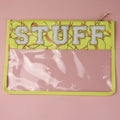 Flat Clear Zipper Pouches Waterproof Chenille Patches Zipper Pvc Toiletry Bag Sports Baseball Softball Transparent Cosmetic Bag MegaBDM