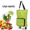 Stock Reusable  Portable Fold Oxford Trolley Shopping Cart Bag Food Market Supermarket Rolling Shopping Bag With 2 Wheel