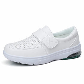Customize Logo Comfortable Cow Leather Hospital Nurse Shoe Anti Slip White Nursing Shoes for Female Shoes