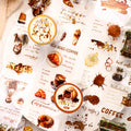 Coffee Town Series 1Roll PET Tape Waterproof Rubber Material Backing Stickers Water Activated Masking Coffee Life Handbook
