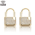 Unique Design Lock Shape Earrings Gold Plated Full Diamond Sparking Valentine's Day Gift for Women Jewelry Mini Hoop Earring