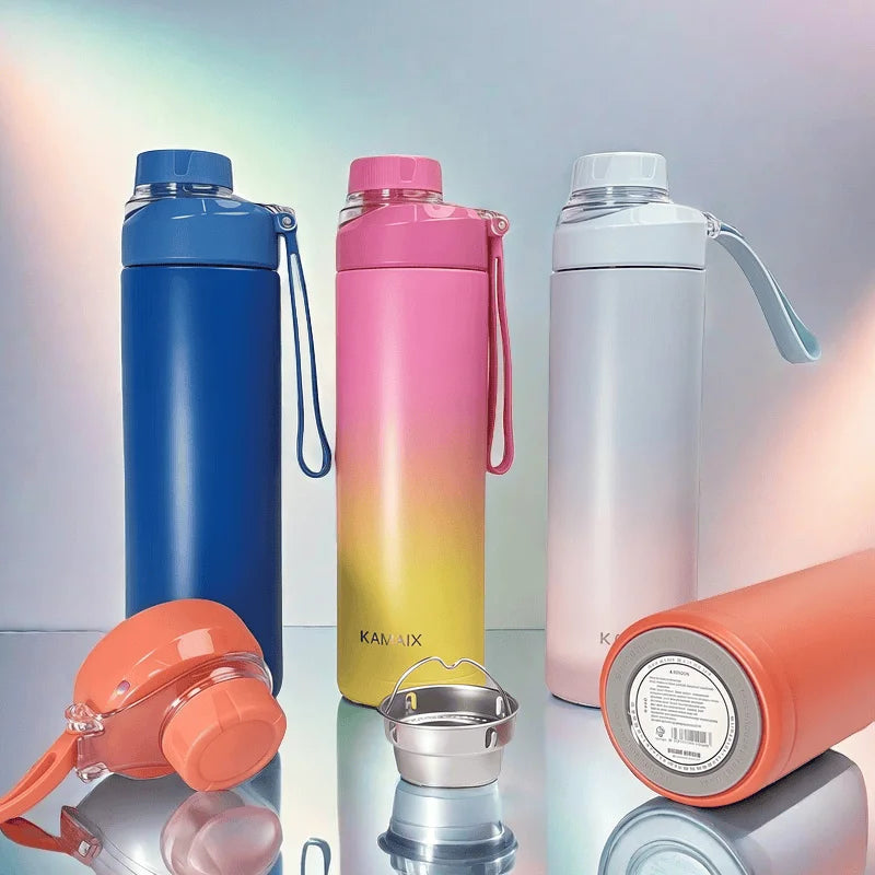 Portable 24oz Stainless Steel Tumbler Insulated Vacuum Water Bottle with Spout Lid for Cycling Sport Travel-Reusable