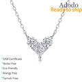 Adodo Jewelry Fine 1Carat Geometric Full GRA VVS1 Moissanite Heart Pendants 925 Sterling Silver Chokers Necklaces for Women Gift