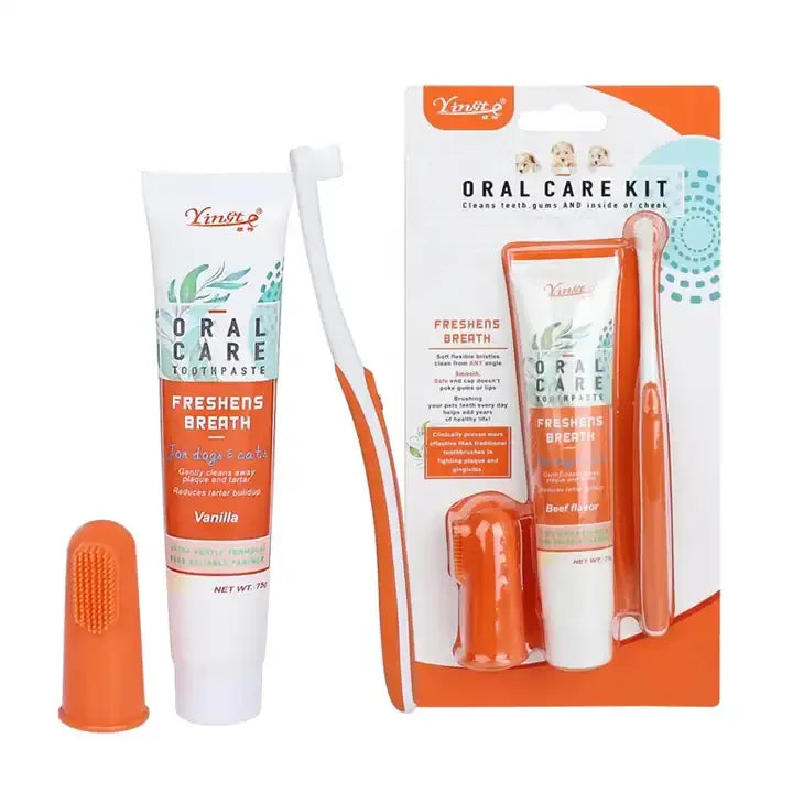 Factory Wholesale Blister Card Packaging 3 in 1 Cat Dental Care Dog Pet Toothbrush Set