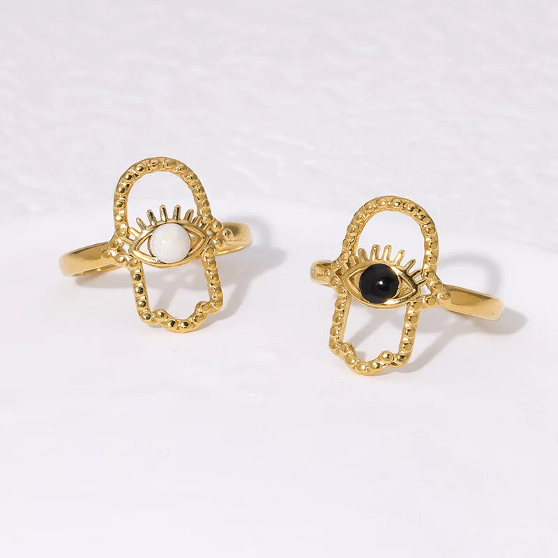 Beimai OEM Ring Fashionable 18K Gold-plated Stainless Steel Eye Opening Ring