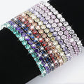 Wholesale Elastic Rope Colorful Round CZ Cubic Zirconia Tennis Chain Bracelet Glitter Full Diamond Ice Out Jewelry for Women