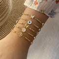 Fashion Bracelet Femme Stainless Steel Adjustable 18K Gold Plated Butterfly Eye Life Tree Charm Beaded Bangle Bracelet for Women