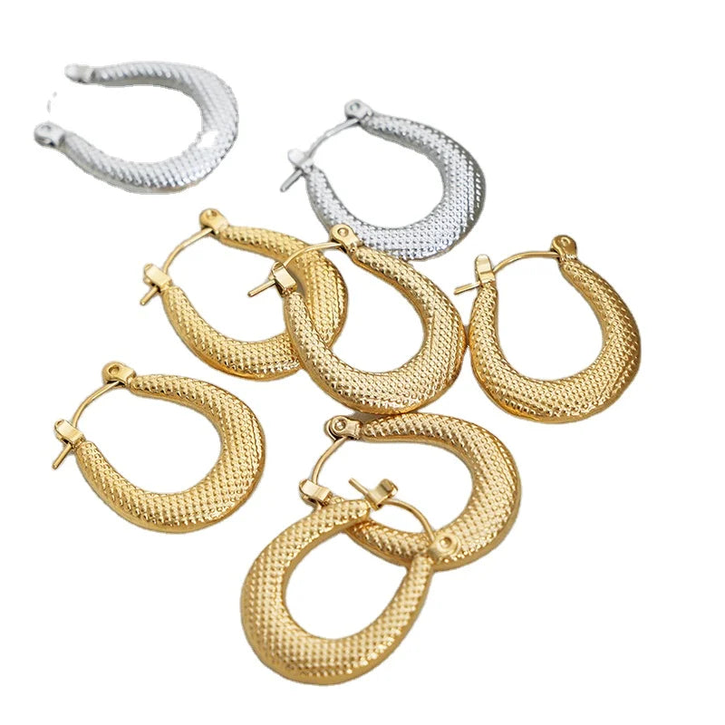 Hot Fashion Trend Personality Design Stainless Steel 18K Gold Plated Earrings with Diamond Titanium Trendy Number Shape Women