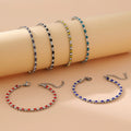 BASQUESUN New Stainless Steel 3MM Diamond Set Multi Color Tennis Bracelet