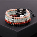 4mm Natural Gemstone Sunstone Red Jasper S925 Sterling Silver Beads Adjustable Macrame Bracelets Women Men JBS12256