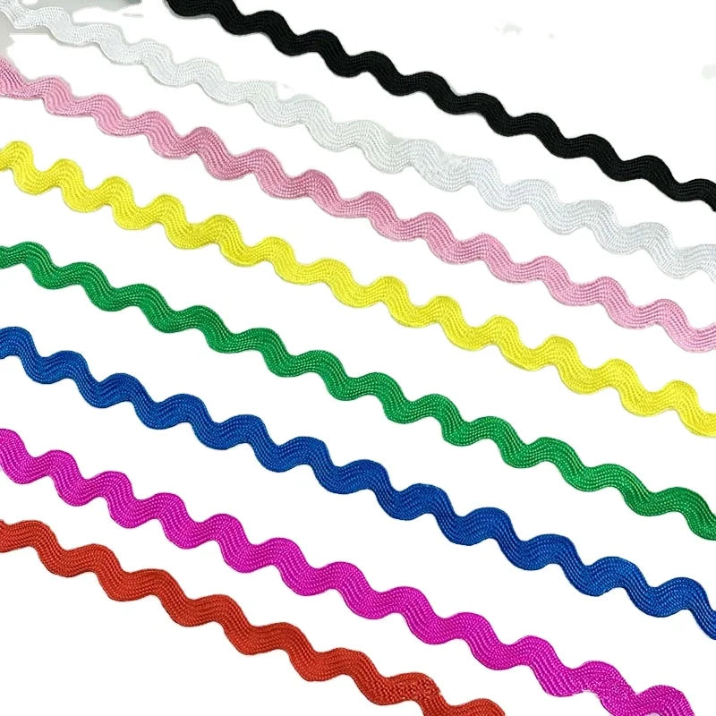 170m DIY Lace Sewing Accessories 5mm Wave Lace Fabric Dance-wear Costume Polyester Ribbon Trimming Colored S Shaped Lace Trim