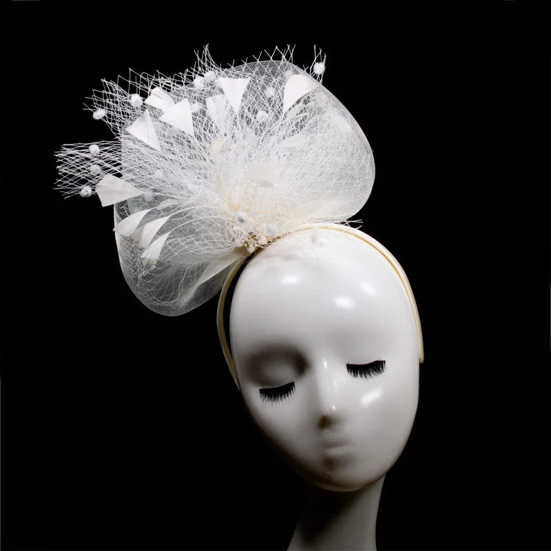 Royal Sinamay Wedding Party Derby Hat Fascinators Mesh Flower Feather Fascinators for Women Church Hat