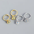 Fine Jewelry 925 Sterling Silver Blue Eye Crystal Charms Earrings Gold Plated Huggie Hoop Earrings Gifts