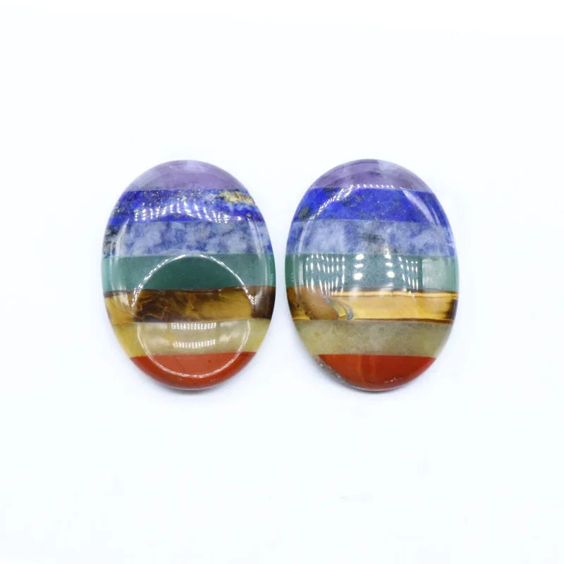 Thumbled Worry Stone for Anxiety 7 Chakra Healing  Crystal Quartz Oval Ellipse Meditation Beads for Women Men