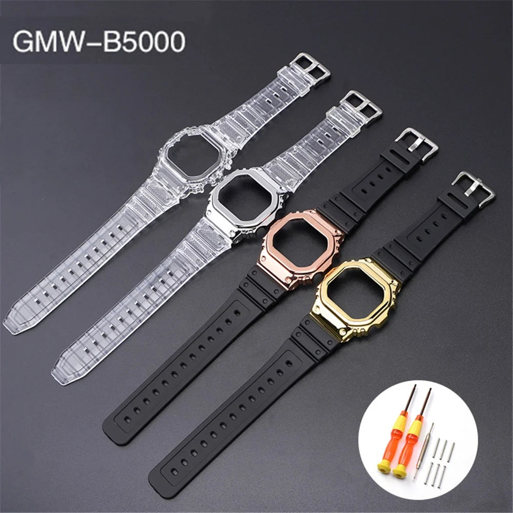 Men Sport Refit Replacement Stainless Steel Buckle Watch Band Bracelet Accessories Watch Strap Case for   GMW-B5000