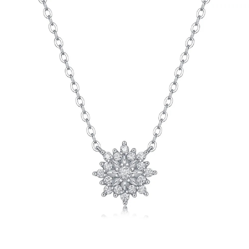Sunflower 2mm Moissanite 925 Sterling Silver Necklace Chain With Fashion Design Women Gift Moissanite Pendant Necklace MegaBDM