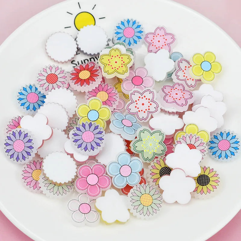 Resin Flower Flat Back Resin Charms Cabochons for Slime Handmade DIY Mobile Phone Kids Hair Craft Decor