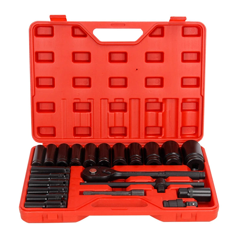 Customizable 23pcs Long 1/2" Dr Deep Impact Phosphate Hex Socket Set Pneumatic Wind Cannon Tool Accessory Set