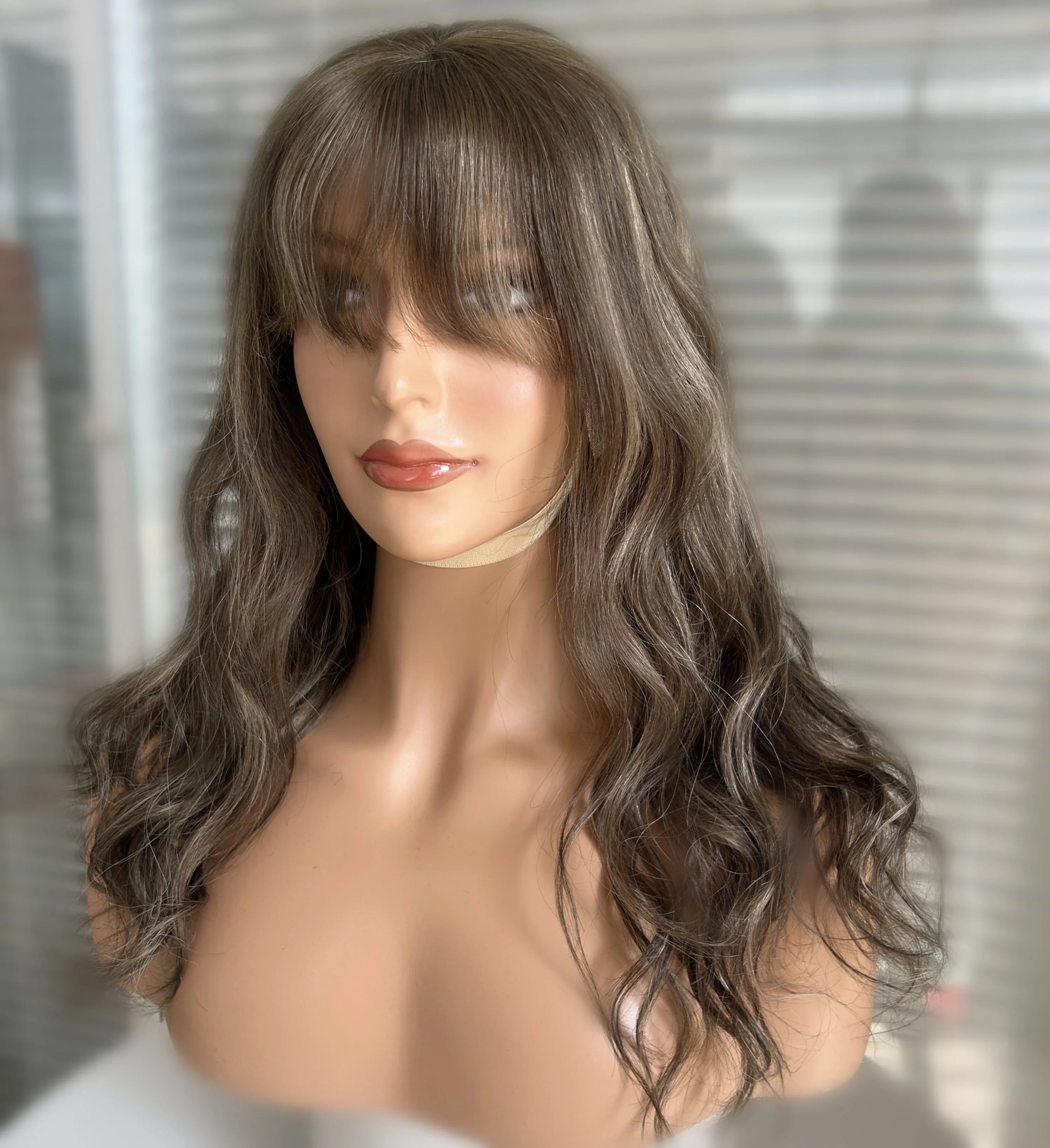 HD Lace Front Wigs With Bangs Highlight Brown Body Wave Cuticle Aligned Transparent Swiss Lace Front Wigs Human Hair Wig