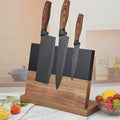New Style Yashion Modern Disposable Acacia Wood Magnetic Knife Block Holder Customizable Size Natural Color Kitchen Knife Stand