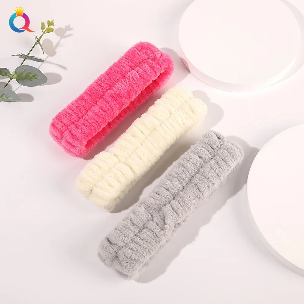 QIYUE Pure Color Hairbands Thick Flannel Elastic Wrist Bands