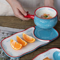 Nordic Ceramic Oatmeal Breakfast Milk Bowl With Tray Fruit Salad Yogurt Dessert Kitchen Tableware Bowl With Handle