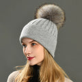 Jxwatcher 2025 New Female Winter Hats Cashmere Wool Beanie Knit Hat Thick Warm Women Men Unisex Wholesale Fur Pom Pom Beanie