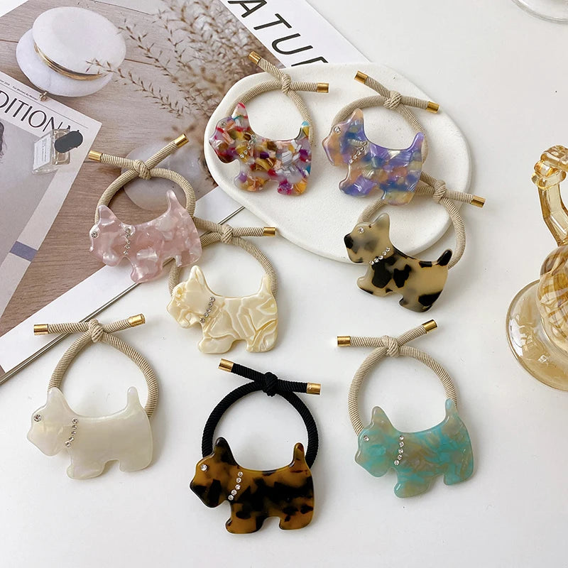 DOWELL Korean Rubber Band Hair Accessories Simple Hair Rope Rubber Cartoon Dog Cute Elastic Hair Bands