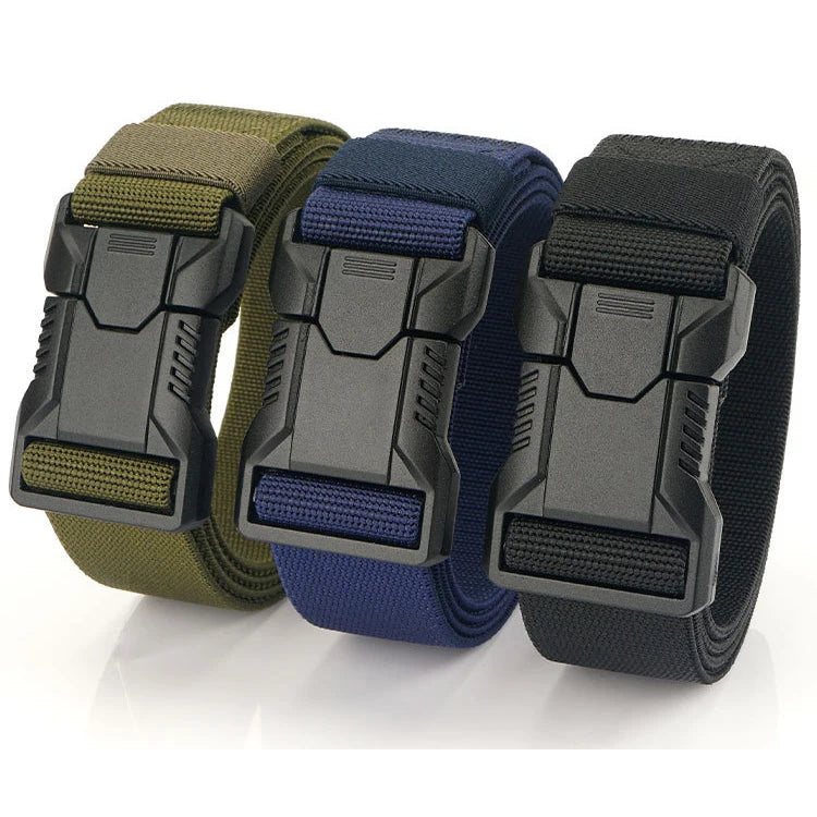 New Arrival 1.5inch Men's Elastic Utility Belt Stretch Nylon Tactical Belt with Heavy Duty Seatbelt Buckle