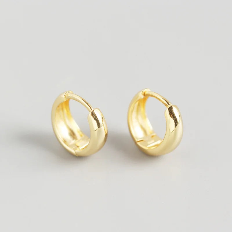 INS Minimalist Chunky Round 925 Sterling Silver Gold Plated Hoop Earrings