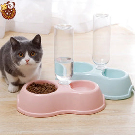 Pet Cat Automatic Feeders Plastic Dog Water Bottle Large Capacity Food Water Dispenser Cats Dogs Feeding Bowls