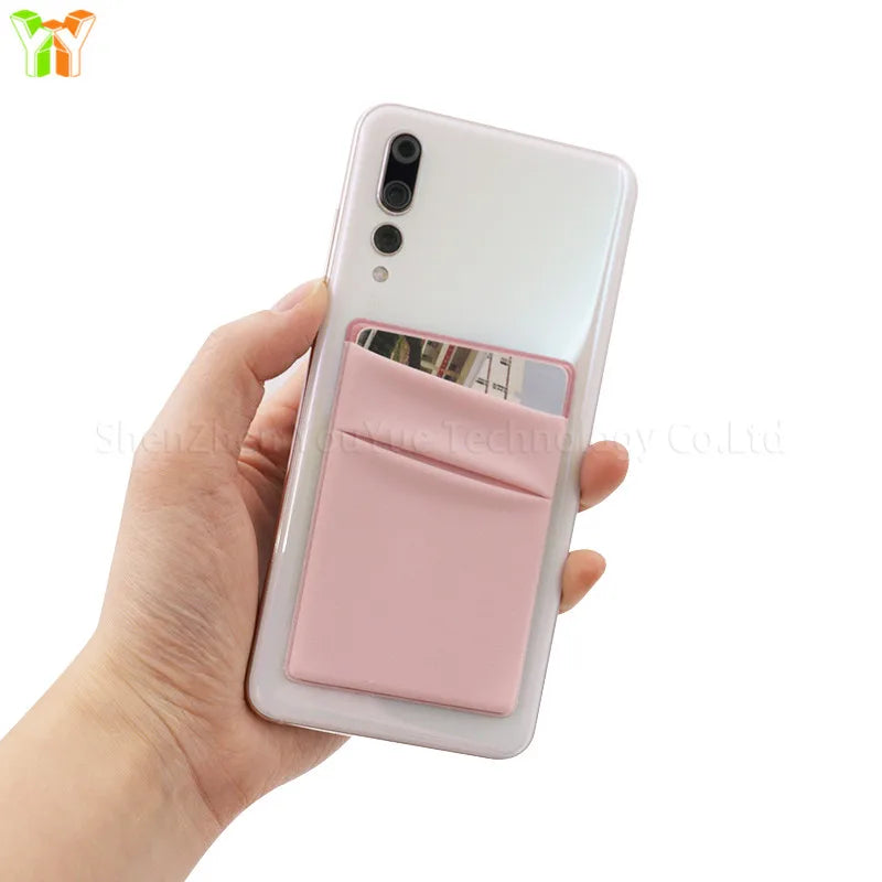 Double Layer Lycra Mobile Phone Sticker 3m Glue Phone Credit Card Holder Pouch Slot Wallet Bag Adhesive Back Hand Phones