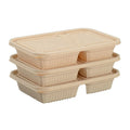 26 oz 750 ml Two Compartment Takeaway Food Container with Lid Biodegradable Corn Starch Microwaveable Disposable Lunch Box