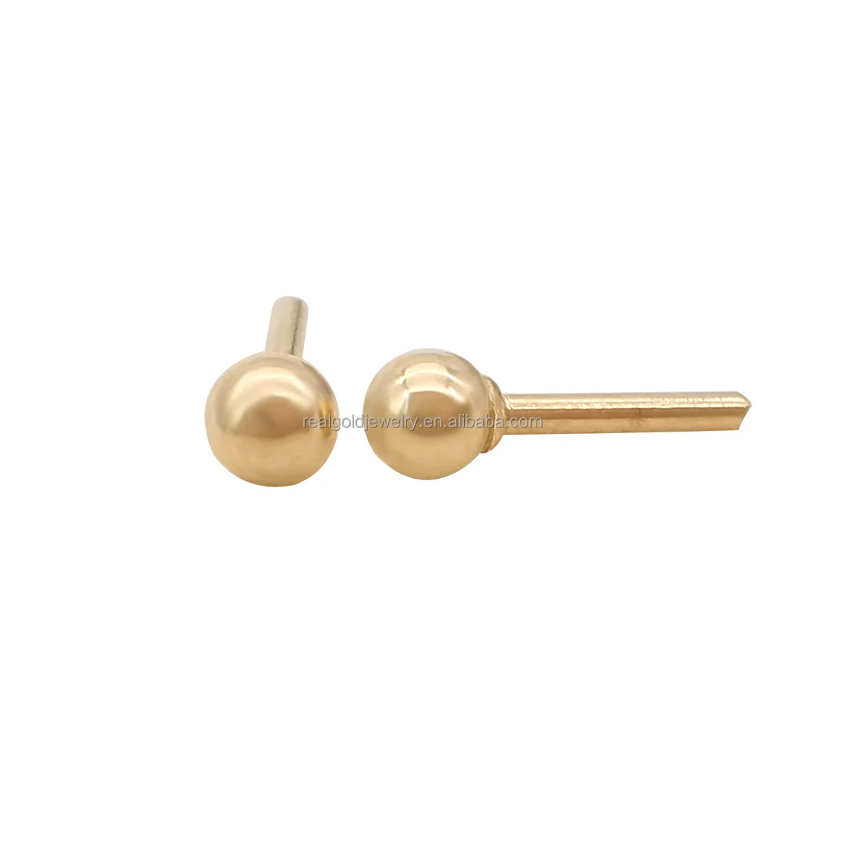 Carat Gold Supplier Solid 9k 14k 18k Gold Earring Post Real Gold Screw Ball Earring Back Jewelry Finding